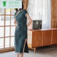 在飛比找Yahoo!奇摩拍賣優惠-旗袍女老上海改良年輕款少女復古風學生方便盤扣連衣裙性感~躍野