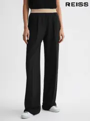 Reiss Black Iona Elasticated Waistband Wide Leg Trousers (Q69279) | $260