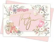 Honeyplum Baby Shower Thank You Cards For Girl With Gold Foil Text - Bulk Set of 48 Cards With Matching Pink Envelopes - 3.5 x 5 Inches