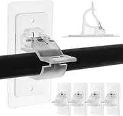 4 Pack No Drill Curtain Rod Bracket Holder, Self Adhesive Curtain Rod Hanger, Stick on Curtain Rod Holder, Multipurpose Curtain Rod Hooks for Bathroom Living Room Restroom