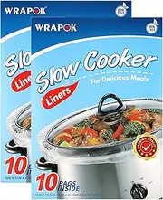 [WRAPOK] Slow Cooker Liners Kitchen Disposable Cooking Bags BPA Free for Oval or Round Pot, Small Size 11 x 16 Inch, Fits 1 to 3 Quarts - 2 Pack (20 Bags Total)