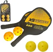 Wooden Pickleball Paddles Set of 2 - Poplar Rackets with 4 Balls & Carry Bag - Tennis & Badminton Training Kit for Beginners and Advanced Players
