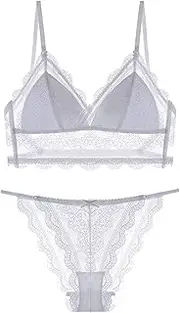 [FARZAH] Women Panties Female Underwear Sexy Lace Big Backless Bra Set Thin Cup Cross Straps Halter Triangle Bra and Thong Set Underwear Women Lingerie Summer