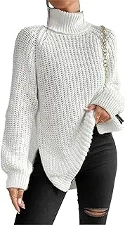 [Generic] Women's Chunky Knit Turtleneck Sweater, Long Sleeves, Casual Style, High Neck Pullover Sweater for Fall Winter