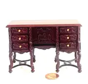 BESPAQ DOLLHOUSE MINIATURE TABLE WITH 6 DRAWERS & MAHOGANY FINISH 4125 MH