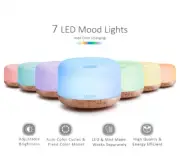 Essential Oil Diffuser, 7 LED Light Colors,Ultrasonic Aromatherapy Natural GIFTS