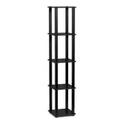 Furinno Turn-S-Tube Wood 5-Tier Corner Rack Display Shelf in Americano Black