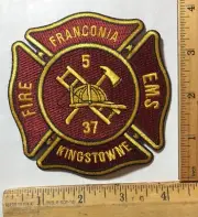 Vintage Franconia Kingstowne Fire Department EMS 5 37 Logo Patch Virginia