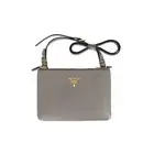 Prada Gray Vitello Phenix Bandoliera Leather Crossbody Handbag NEW
