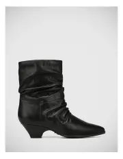 [Wittner] Axiel Waxy Leather Slouch Ankle Boots in Black