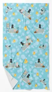 Black Labrador in Bathtub Bath Towel Large Oversized Plush Fitness Body Towel,