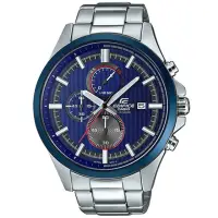 在飛比找momo購物網優惠-【CASIO 卡西歐】EDIFICE 炫籃賽車三眼計時錶(E