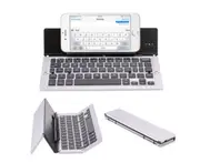 Bluetooth Folding Keyboard 3 System Universal Mobile Phone Tablet Aluminum Folding Wireless Keyboard-Silver