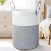 Laundry Basket,Woven Cotton Rope Laundry Hamper,for Decorative 100L Grey