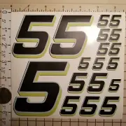 Matte Black-w/White & lime #5's Racing Numbers Vinyl Decal Sheet 1/10-1/12