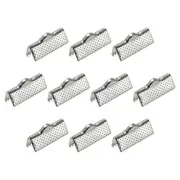 100Pcs Ribbon Crimp Clamp Ends 16mm Cord End Clasp for DIY Craft Silver White