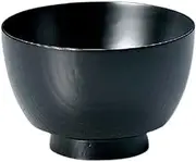 J-Kitchens Japanese Wooden Keyaki Furisode Soup Bowl, Black (1 Guest) 4.3 inches (10.9 cm), Lacquered and Hand-Painted Soichi