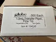 Globe Scientific 134010-500 LDPE Fine Tip Transfer Pipet, Non-Sterile, 51mm...