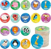 Wooden Memory Game, 32 Pieces Animal Wooden Tiles Assignment Educational Game for Toddlers, Preschool, 4, 5, 6 Years Old