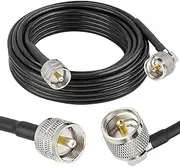 MOOKEERF CB Coax Cable - RG58 UHF PL-259 Male to Male Right Angle Coaxial Cable 25FT Low Loss Cb Antenna Cable Jumper Cable for CB Radio, HAM Radio, Antenna Analyzer, SWR Meter, Black