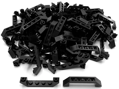 Lego 100 New Black Slope Sloped Inverted 45 6 x 1 Double w/ 1 x 4 Cutout Pieces