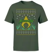 DC Aquaman Knit Men's Christmas T-Shirt - Forest Green