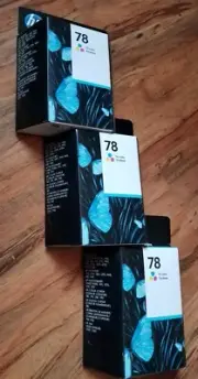 Lot 3 HP 78 Tri-Color Ink Cartridge C6578DN OEM NEW Genuine Sealed 02/2012