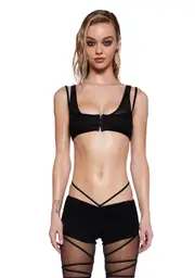 [DARKER WAVS] Pitch Mesh And Knit Bralette