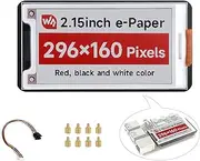 2.15inch e-Paper HAT+ Compatible with Raspberry Pi 5/4B/3B+/Zero/Zero W/Zero 2W/Pico/Pico W/Pico 2/Jetson Nano/RDKX3, Red/Black/White Three-Color 296x160 E-ink Display Screen SPI with Driver Board