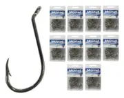 10 Boxes of Mustad 92554 2x Strong Nickle Plated Octopus Fishing Hooks