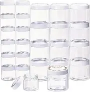 Empty 24 Pack Slime Containers with Water-Tight Lids, 12 6oz and 12 2oz Plastic Storage Jars with Labels for Slime Making, Food, Beauty Products, Beads, Pills by SGHUO