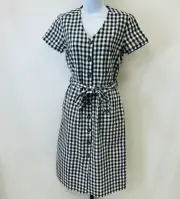 NWT Barbour Peregrine Navy Gingham Shirt Dress Size 4 Cotton Button Front