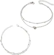 [Generic] Elegant Silver Anklets for Women, Adjustable Layered Ankle Bracelet, Bohemian Foot Chain, Summer Barefoot Beach Foot Chains, Silver Anklet Jewelry for Girls and Women