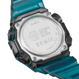 【CASIO 卡西歐】G-SHOCK 機械潮流 藍芽連線 防水 運動雙顯錶 GA-B001G-2A 半透明藍 台南 時代