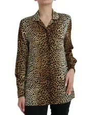 Dolce & Gabbana Leopard Print Silk Shirt TSH84784 Women Brown Tops