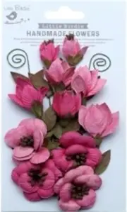 Little Birdie Denny Paper Flowers 13/Pkg-Rosy Note - 3 Pack