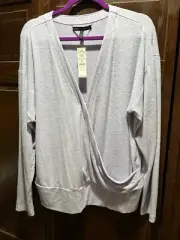 White House Black Market Snit Sleeve Surplice Heather Frosted Amethyst SZ XL