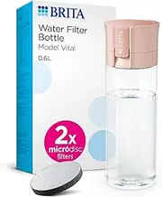 BRITA Water Filter Bottle Apricot (600ml) incl. 2X MicroDisc Filters - Portable Water Filtration Bottle for Hydration on-The-go, Filters Chlorine, Organic impurities, Hormones & pesticides
