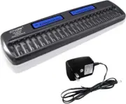 24 Bays Large Smart Battery Charger LCD Display Quick for 1.2V AA/AAA NiMH/NiCd