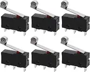 Be In Your Mind 20Pcs Micro Switch Limit Switch 3 Pins Straight Hinge Lever 250V 5A with Momentary Roller Lever Arm for Electronic Equipment Refrigerator Lock NO NC Switch
