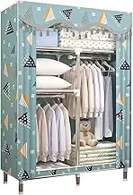 Canvas Wardrobe Canvas Wardrobe Cupboard Portable Clothes Storage Organizer with Hanging Rail Foldable Closet for Clothes, Shoes, Bags