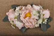 Peach Pink Rose Peony White Floral Slide Comb Fascinator Wedding