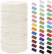 Cord 3Mm X 220Yards (656Feet), Natural Cotton Rope - 4 Strands Twisted Cotton