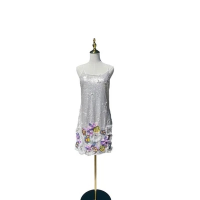 MAC DUGGAL # 93628 Sequined Floral Embellished Mini Cocktail Dress Size 4 NWT
