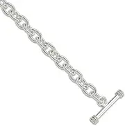 [JewelryWeb] 925 Sterling Silver Solid Polished 20 Centimeters Fancy Toggle Bracelet 6.45mm Wide Link-Bracelet for Women
