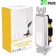 20Pack Single-Pole Decorator Wall Light Switch 120/277V On/Off Rocker Interrupte