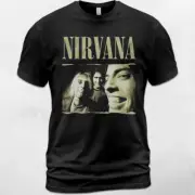 Cotton T-Shirt Nirvana Kurt Cobain Krist Novoselic Dave Grohl Nevermind