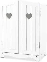 Melissa & Doug Mine to Love Wooden Play Armoire Closet for Dolls, Stuffed Animals - White (17.3”H x 12.4”W x 8.5”D Assembled)