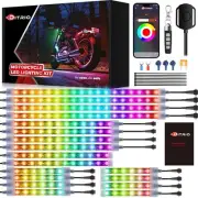 18pcs Underglow LED Strip Light Kit with APP Control, Dual Zone, Brake Turn S...