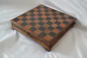Walnut Wood Chess Storag Box with Drawer and Chess Board Hand Carved Organizer